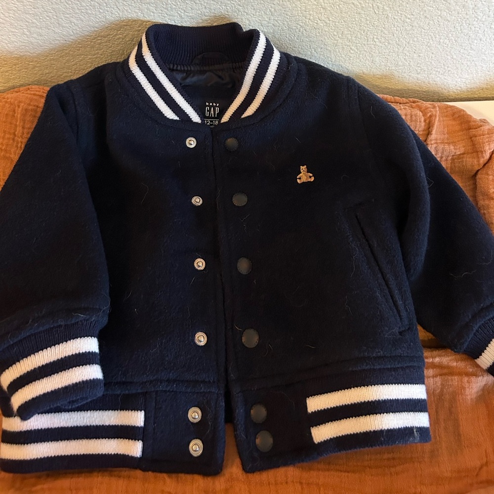 GAP Baby Kids Navy Blue Jacket Varsity 12-18 months